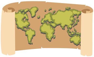 Worldmap on brown paper