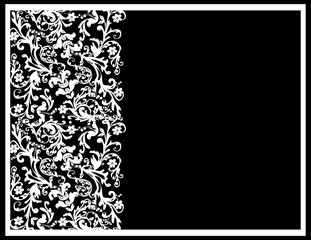 white curled frame ornament isolated on black