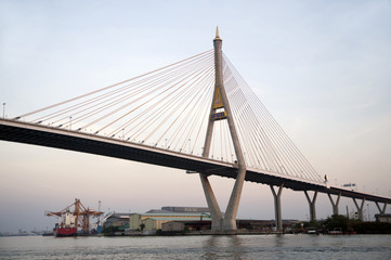 Fototapeta premium The Bhumibol Bridge also called Industrial Ring bridge.