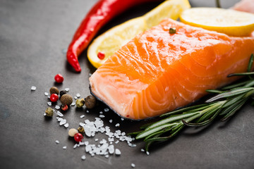 Fresh salmon with spices