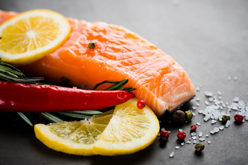 Fresh salmon with spices