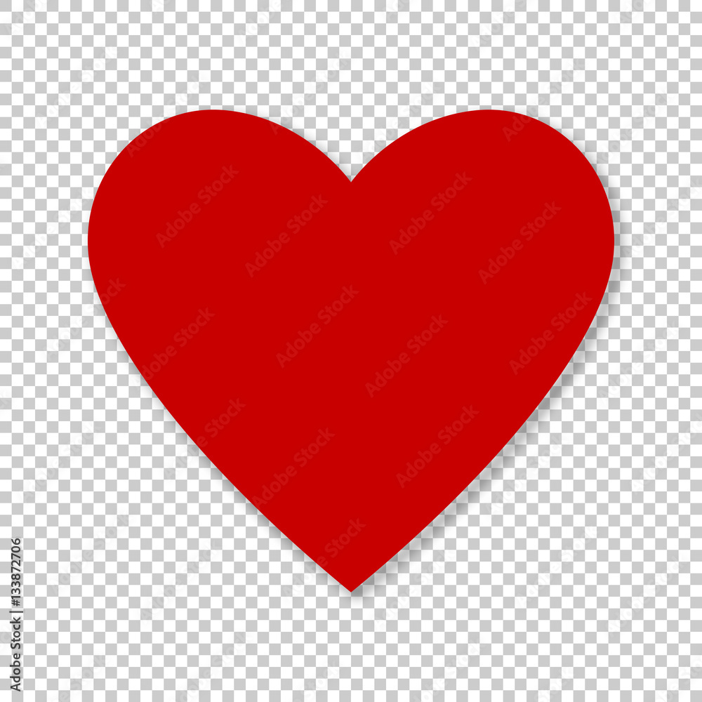 Poster valentine red heart on transparent background. simple heart icon vector eps-10