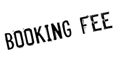 Booking Fee rubber stamp. Grunge design with dust scratches. Effects can be easily removed for a clean, crisp look. Color is easily changed.