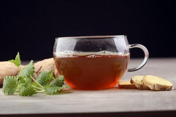 ginger tea with mint and lemon