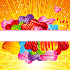 Fototapeta premium Valentine's day background with striped pattern hearts.