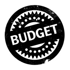 Budget rubber stamp. Grunge design with dust scratches. Effects can be easily removed for a clean, crisp look. Color is easily changed.