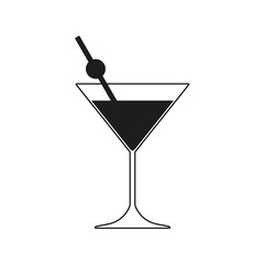 Martini cocktail icon. Martini glass with drinking straw. Vector illustration.