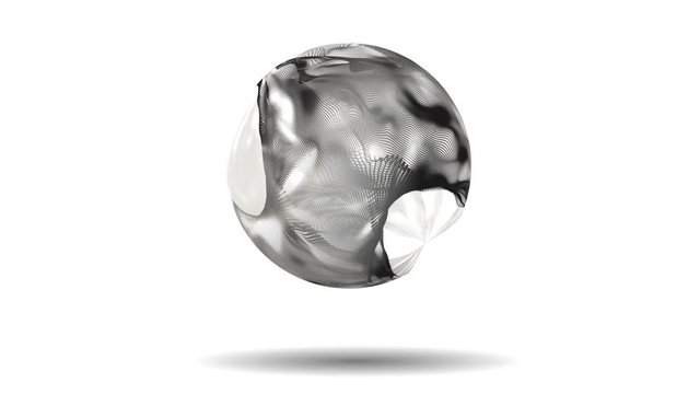 Rotating  Wave Fibrous Gray Ball  -   Abstract  Video Footage