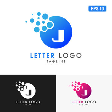 Letter J Circle Pixel Dot Logo / Icon Vector Design (Business Logo Idea)