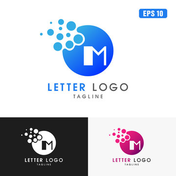Letter M Circle Pixel Dot Logo / Icon Vector Design (Business Logo Idea)