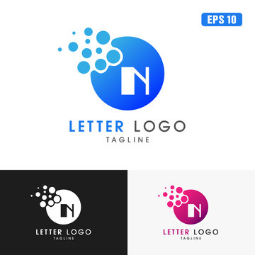Letter N Circle Pixel Dot Logo / Icon Vector Design (Business Logo Idea)