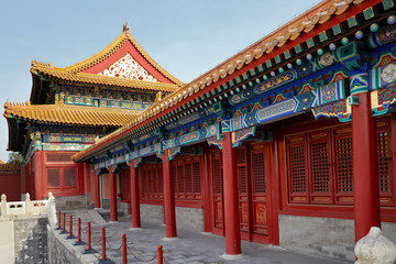 Ancient architecture of palaces complex in Forbidden City, Beijing, China