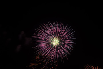 Fototapeta na wymiar firework background with free space for text