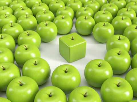 Anders sein, Individualit&auml;t, Einzigartigkeit, Pers&ouml;nlichkeit &ndash; gr&uuml;ne &Auml;pfel