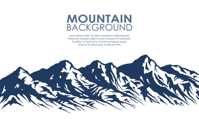 Mountain range silhouette isolated on white.