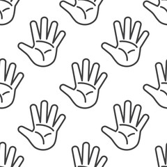 Fototapeta premium Open palm vector seamless pattern in black and white
