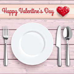 Happy Valentines Day Knife Fork Spoon Plate Heart