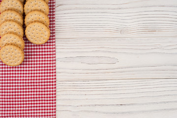 Cookies on the old wooden table.