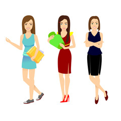 Fototapeta premium young girls set. Vector illustration