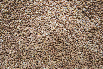 Buckwheat background. Healthy eating and lifestyle.