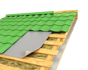 insulation on the roof. 3D illustration