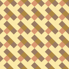 Seamless geometric checked pattern. Diagonal square, woven line background. Rhombus, patchwork texture. Red, lilac, white colored. Vector