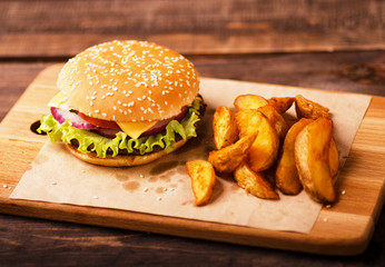 Big burger and french fries