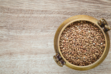 Buckwheat in the bowl. Healthy eating and lifestyle.