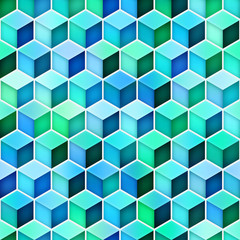 Gradient Cubes Tiling. Seamless Multicolor Pattern