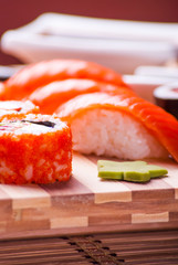 Various sushi and sashimi