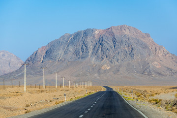 Road in mountainous area of Yazd Province in Iran