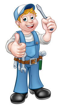 recommend clip art: Electrician Handyman Cartoon Character