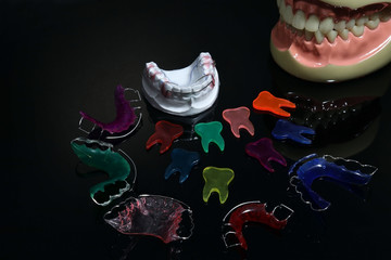 retaier and shade guide with teeth model