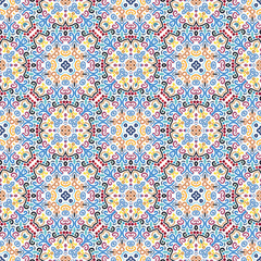Floral Pattern Blue Yellow Weave Elements