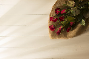 valentine background : Flowers on wood background