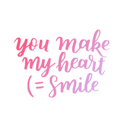 handwritten lettering quote about love to valentines day design or wedding invitation or poster, home decor and other, calligraphy vector illustration. Gradient ink brush on white isolated background.