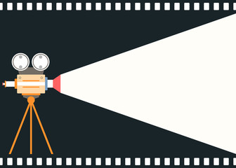 Flat style motion picture film camera background