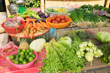 Vegetable for sale on market stall in Vietnam, Asia