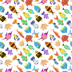 Obraz na płótnie Canvas Cute fish vector illustration seamless pattern