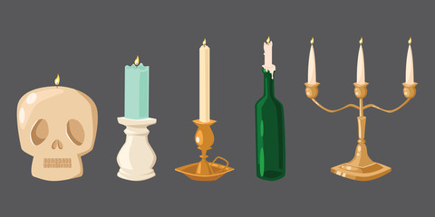 Vector halloween candle with fire.