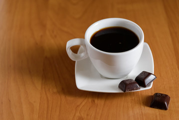 Morning coffee with chocolate