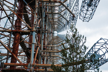 Soviet radar DUGA 3 near Chernobyl ghost town at Ukraine.