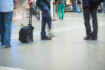 Fototapeta premium People walking on street and subway