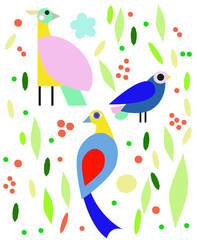 Cute vector birds set. Cartoon collection with bird.
