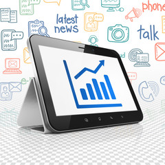 News concept: Tablet Computer with Growth Graph on display