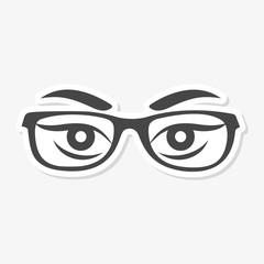Woman's eyes with glasses vector sticker - Illustration 