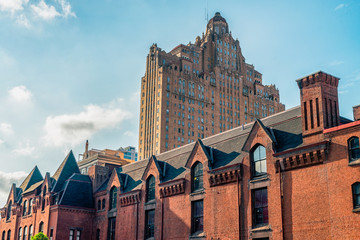 PHILADELPHIA, USA Buildings and streets of Philadelphia - the largest city in the Commonwealth of Pennsylvania and the fifth-most populous city in the USA. Vivid, splittoned image.