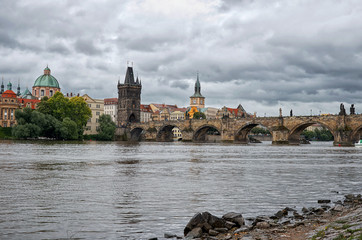 Vltava River in the background Charles Bridge
