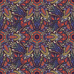 Ornate floral seamless texture, endless pattern with vintage mandala elements.