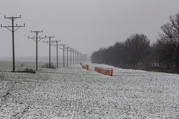 Protection barrier from snow trail, agriculture, agribusiness.